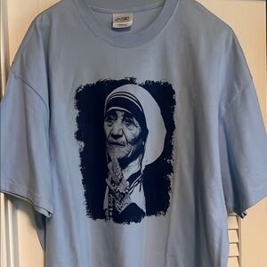 Mother Teresa Light Blue Graphic T-Shirt